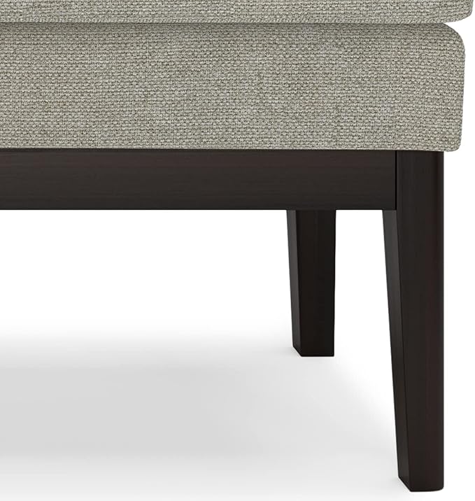 SIMPLIHOME Carlson 45-inch Wide Linen-Look Fabric Ottoman Bench in Greige with Solid Wood Frame for Living Room, Entryway, or Bedroom
