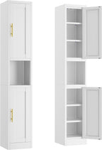 Tall Narrow Storage Cabinet 66.93" H Tall Bathroom Cabinets Metal Pantry Cabinet, 4 Adjustable Shelves for Kitchen, Home Office, Living Room, Dinning Room (11.8 inches Wide White)