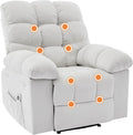 Recliner Rocking Chair with Massage and Heat, Wide Overstuffed Ergonomic Fabric Recliner with Breathable Upholstery, 2 Side Pockets & Remote Control for Living Room or Bedroom