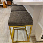 PHI VILLA 24" Bar Stools Set of 2 - Thick Cushion Metal Steel Frame Base with Footrest, Counter Height Bar stools