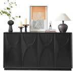 LKTART 59" Sideboard Buffet Cabinet Retro Accent Storage Cabinet with Magnetic Door Latches Adjustable Shelf for Living Room Kitchen(Black)