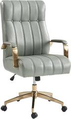 HULALA HOME Modern Executive Office Chair, Faux Leather Tufted Ergonomic Desk Chair with Gold Plated Base & Armrests, 360° Swivel Adjustable Height Tilt Home Office Chair for Work/Study