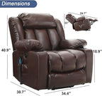 BEDHOURS Recliner Chair Lift Chair Recliners for Elderly Power Lift Chair with Massage and Heat Breathable Leather Recliner 3 Positions, USB Ports, 2 Cup Holders, 2 Side Pockets (Brown)
