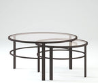 Henn&Hart Round Nested Coffee Table in Blackened Bronze, Coffee Table coffee tables for living room, studio apartment essentials, 36" Wide