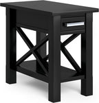SIMPLIHOME Kitchener SOLID WOOD 14 inch Wide Rectangle Contemporary Narrow Side Table in Black for the Living Room and Bedroom