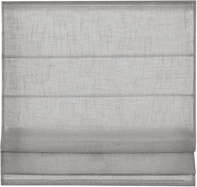 Madison Park Kyler Cordless Roman Shades - Single Panel, Lightweight Linen Blend Fabric, Natural Design, Easy Installation, Light Filtering Window Blind, Bedroom, Living Room Decor 29" W x 64" H Grey