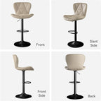 Bar Stools Set of 1,Adjustable Swivel Barstools, Faux Leather Bar Chairs,Upholstered Counter Height with High Backrest for Kitchen Island,Khaki