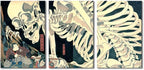 Wieco Art 3 Piece Witch and Skeleton Ukiyo-E by Utagawa Takiyasha Historic Cultural Illustrations for Living Room Bedroom Home Decorations Landscape Artwork