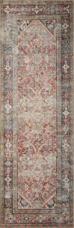 Loloi Amber Lewis Georgie Collection GER-01 Red/Navy 7'-6" x 9'-6", .19" Pile Height, Area Rug