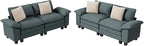 PHI VILLA Cloud Modular Couches Sets, 2 Pieces Sectional Loveseat Sofa Set, 4-Seater Comfy Couch for Living Room Apartment, Chenille Fabric, Dark Cyan