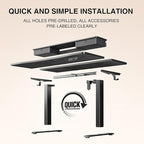 Veken 47.2"×27.6" Standing Desk with Storage Drawers, Adjustable Height Computer Table with Monitor Shelf, Home Office Desk for Study, Gaming, Workstation, Black