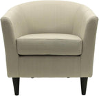 Pemberly Row 17.5" Traditional Fabric Club Chair in Beige Finish