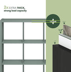 Furinno Cubicle Book Shelf, 9-Cube Thick Frame Bookshelf, Reversible Bookcase with Open Back, 14.6" x 43.8" x 43.8", for Living Room, Bedroom, Home Office, Sage Green
