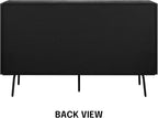 NTC Veil Sideboard with 2 Doors and 3 Drawers, Buffet Cabinet with Vertical Groove Design and Metal Legs, Storage Cabinet for Living Room, and Entryway, Effortless Assembly - Burnt Black