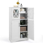 Giantex Bathroom Floor Storage Cabinet - Linen Floor Cabinet with Doors and Adjustable Shelves, Freestanding Side Storage Organizer for Bathroom, Living Room, Entryway, Kitchen Storage Unit (White)