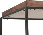 SIMPLIHOME Carter Coffee Table - 47 inch Wide Solid Acacia Wood Industrial Tray Top Cocktail Table in Natural Acacia, Stylish Living Room Table with Fixed Tray Shelf and Metal Base