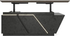 SAINTCY Adjustable Executive Desk - Luxury L Shaped Desk with Drawers, Large Table with File Cabinets, Executive Office Desks with LED Light Strip Home Office Desk for Professionals