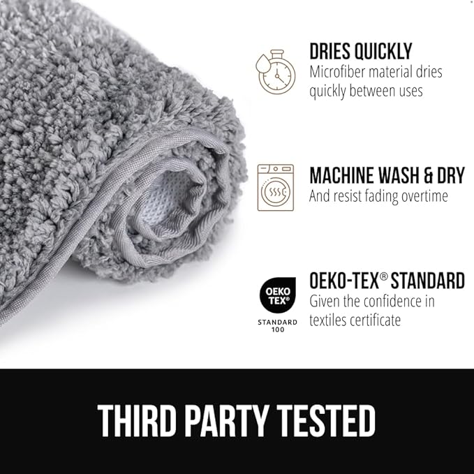 GORILLA GRIP Ultra Soft Plush Bathroom Rugs with Textured Rubber Backing, Absorbent Quick Dry Bath Mat, Machine Washable Shower Mats, Home Décor Accessories Bathmat Rug Essentials, 30 x 18 Ivory
