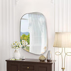 ANDY STAR 24"x32" Chrome Mirror, Silver Asymmetrical Wall Mirror for Bathroom, Unique Irregular Design with SUS304 Stainless Steel Metal Frame, Ideal for Bathroom, Bedroom, Entryway