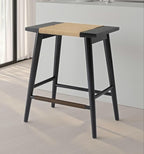 Thor Wicker Premium Solid Wood Counter Stool 24", Set of 2, Backless Counter Height Seating with Hand-Knitted Rope, Eco-Friendly Modern Design (Midnight Charcoal)