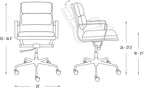 Laura Davidson Furniture SOHO II Padded Management Office Chair - Mid Back Desk Chair with Arm Rest, Swivel & Cushion Availability, Made of Faux Leather, Grey, Computer Chair
