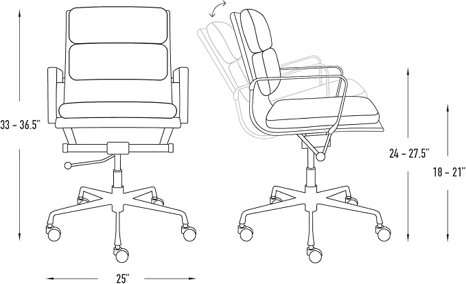 Laura Davidson Furniture SOHO II Padded Management Office Chair - Mid Back Desk Chair with Arm Rest, Swivel & Cushion Availability, Made of Faux Leather, Blue, Computer Chair