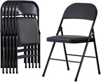 6 Pack Black Folding Chairs with Padded Cushion and Back, Foldable Indoor Outdoor Chairs with 330-LBS Capacity, Portable Heavy Duty Metal Frame Commercial Seat for Kitchen, Party, Events, Wedding