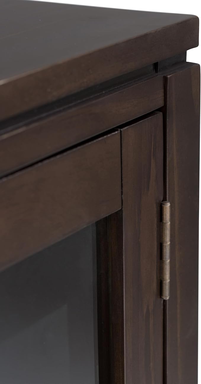 SIMPLIHOME Cosmopolitan SOLID WOOD 36 Inch Wide Contemporary Medium Storage Cabinet in Mahogany Brown, For the Living Room, Entryway and Family Room