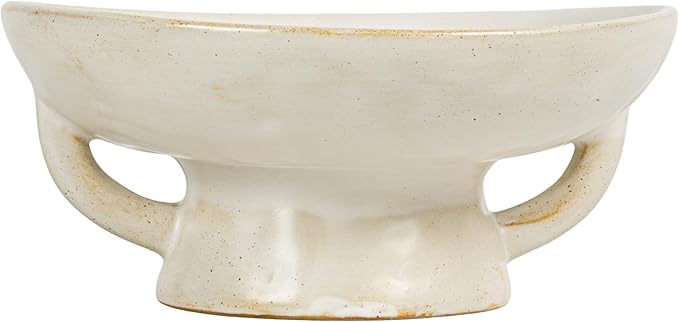 Creative Co-Op Stoneware Bowl w Reactive Glaze, White