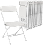 Folding Chairs 30 Pack,White Plastic Folding Chairs for Indoor Outdoor,Portable Stackable Commercial Seat with Steel Frame 350lb.Capacity for Party Events Wedding Dining Picnic Office(30 Pack)