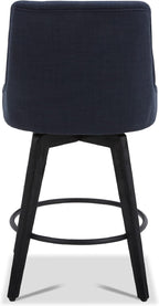 Watson & Whitely Counter Height Bar Stools, Performance Fabric Upholstered Modern Swivel Barstool with Back, Solid Wood Legs, 26" H Seat, Insignia Blue