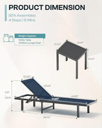 Pool Lounge Chairs, Chaise Lounge Outdoor with Wheels and 5-Position Recliner -Easy to Move- Aluminum Patio Lounge Chair for Poolside, Deck (Navyblue)