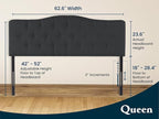 Naomi Home Cassandra Queen Tufted Headboard, Upholstered in Durable Linen Fabric – Premium Foam Cushioning, Adjustable Height, Floating Wall or Bed Frame Mount, Compatible with Adjustable Beds