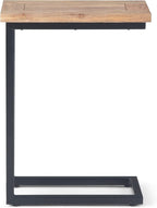 SIMPLIHOME Skyler 18-inch Wide Solid Mango/Metal Industrial C-Shaped End Table in Natural/Charcoal for Living Room, Office, or Bedroom, Assembled