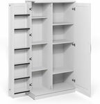 Furinno Robin Storage Cabinet, 4-Tier Pantry Cabinet with Adjustable Shelves, 35W with 2 Doors and Door Shelves, Kitchen Cabinet, Organization and Storage, for Pantry, Living Room, Home Office, White