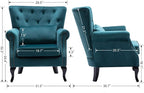 chairus Mid-Century Modern Accent Chairs Set of 2, Comfy Tufted Single Sofa Chair Wingback Armchair with Pillow for Club, Living Room, Bedroom - Velvet, Teal