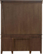 Liberty Furniture Carolina Park Credenza & Hutch with LED Light, Keyboard Tray, File Storage for Home Office- Amber Brown Oak Wood