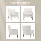 COLAMY Modern Wingback Living Room Chair Set of 2, Upholstered Fabric Accent Armchair, Single Sofa Chair with Lounge Seat and Wood Legs for Bedroom/Office/Reading Spaces, Beige