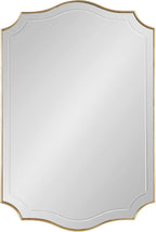 Kate and Laurel Hollyn Glam Scalloped Rectangle Wall Mirror; 24 x 36; Gold; Modern Scallop Mirror with Engraved Border for Bathroom Mirror for Over Sink or Fireplace Mantel Mirror