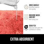 GORILLA GRIP Bathroom Rugs, 36x24, Ultra Soft Absorbent Mat, Thick Plush Bath Rug, Machine Washable, Microfiber Quick Dry, Mats for Shower, Bathtub and Floor, Home Decor Accessories, Coral