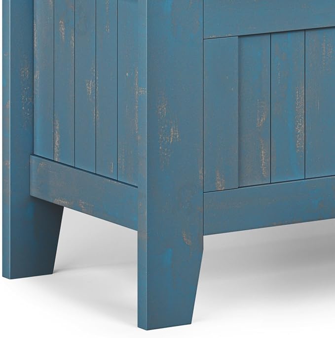 SIMPLIHOME Acadian Entryway Storage Bench - 48 inch Wide Solid Wood Hallway Seat in Distressed Coastal Blue, Transitional Bench for Entryway or Living Room with Lift-Up Lid and Spacious Storage