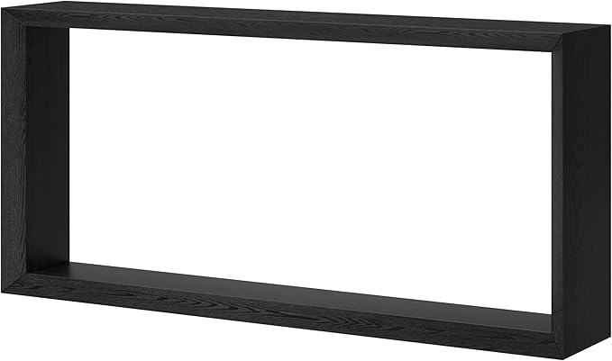 Henn&Hart 64'' Wooden Rectangular Console Table Entryway Table, Sofa Table with Wooden Shelf for Entryway, Living Room, Couch, Hallway, or Office, Black Grain