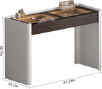 Makeup Vanity Desk with HD Lighted Mirror, 47-Inch Modern Vanity Desk with Mirror and Lights, Featuring 2 Drawers, Lacquer Finish, and Tempered Glass Top for Bedroom (2)