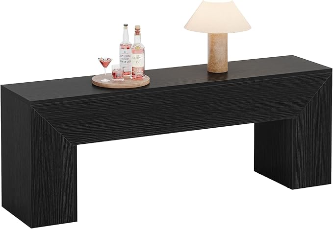 Tribesigns 47'' Wooden Entryway Bench, Farmhouse Entry Bench Seat, Indoor End of Bed Bench with Storage Capability for Living Room, Bedroom, Hallway, Easy Assembly, Black