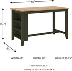 Signature Design by Ashley Gesthaven Modern Counter Height Dining Table with 3 Shelves and Trestle Base, Light Brown & Green