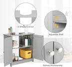 Bonnlo Pedestal Under Sink Storage Bathroom Vanity with 2 Doors Traditional Bathroom Cabinet Space Saver Organizer 23 5/8" x 11 7/16" x 23 5/8" (L x W x H) (Grey)