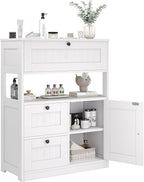 Bathroom Cabinet, Modern Bathroom Floor Storage Cabinet Organizer with 1 Door and 3 Drawers, Freestanding Cupboard for Kitchen/Living Room Use