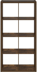 Furinno Cubicle Book Shelf, 8-Cube Thick Frame Bookshelf, Horizontally & Vertically Reversible Bookcase with Open Back, 14.6 x 30 x 57.9, for Living Room, Bedroom, Home Office, Amber Pine