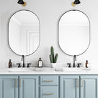 ANDY STAR Black Mirror Vanity, 24x36’’ Oval Mirrors for Bathroom, Black Oval Mirror, Pill Shaped Mirror, Vanity Mirrors Stainless Steel Metal Frame Wall-Mounted Ideal for Bathroom