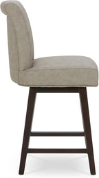 CHITA 26 Inch Counter Height Swivel Bar Stools Set of 2, FSC Certified Modern Upholstered Faux Leather Swivel Barstool Chair with Back, Stone Grey